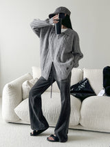 twisted lapel zip-up cardigan mx0077 