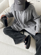 twisted lapel zip-up cardigan mx0077 
