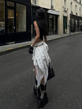 asymmetrical metal design skirt mx0128