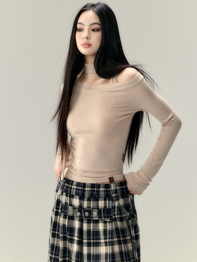 one shoulder strap korean tops mx0106 