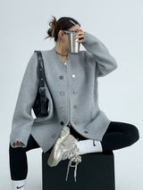 bicolor button zip-up cardigan mx0059