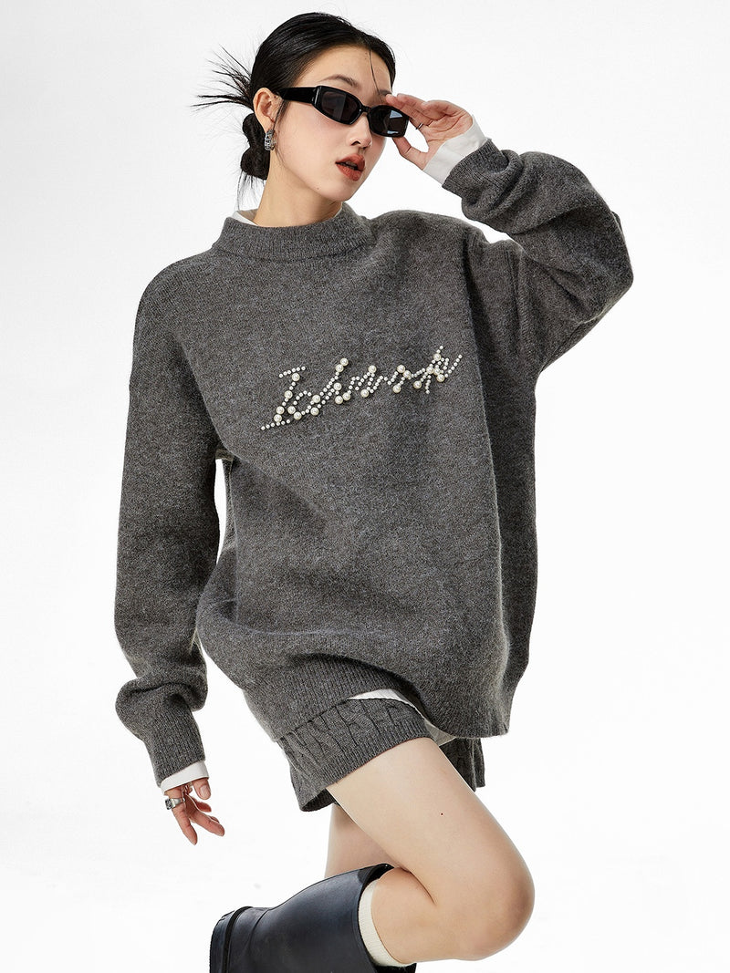 pearl logo high neck knit mx0070 