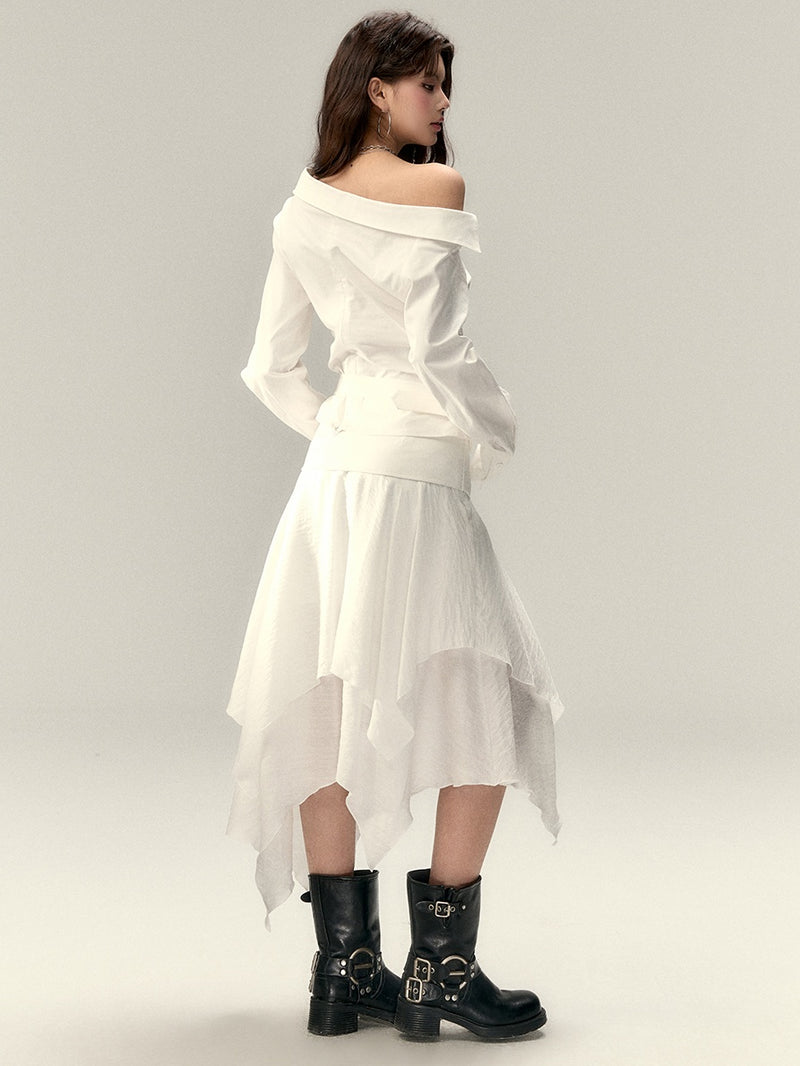 asymmetric buckle design shirt mx0102 