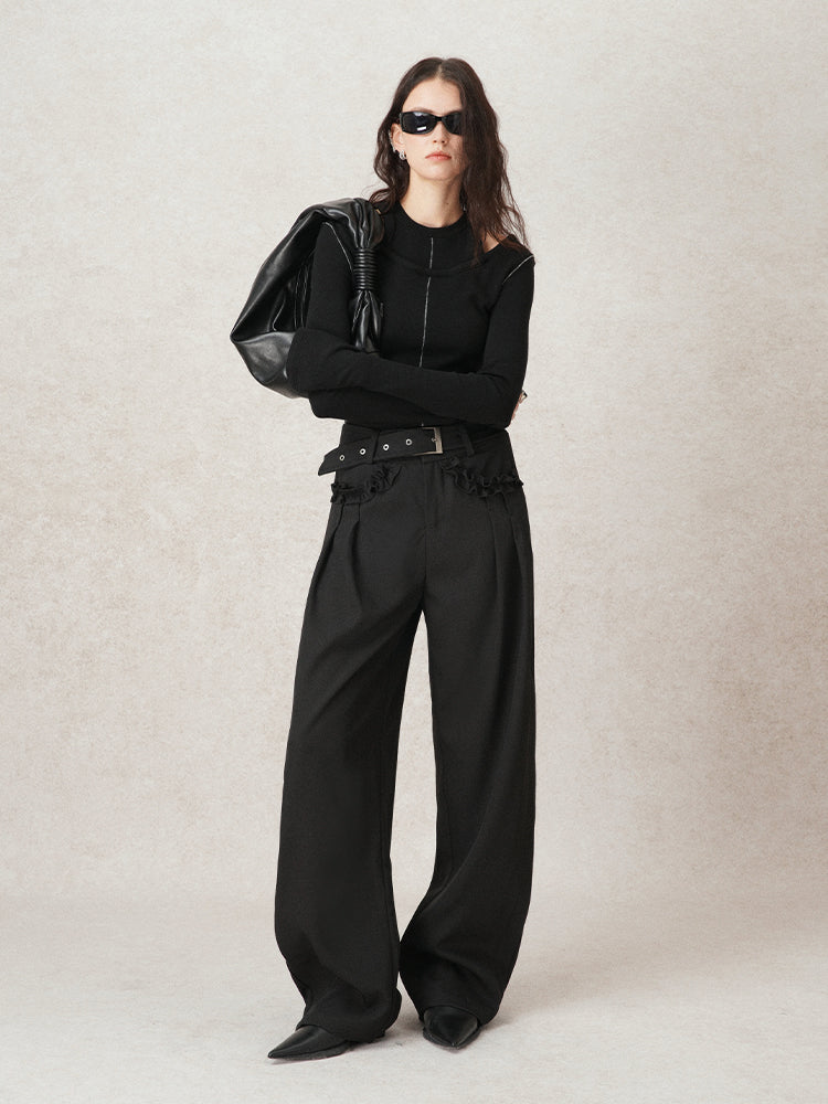 waist buckle design slacks mx0095 