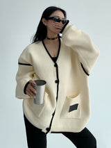 bicolor loose cardigan mx0065 