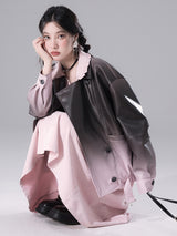 black pink gradient leather jacket mx0111