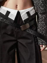waist contrast wide pants mx0068 