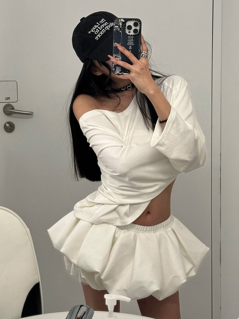 one-shoulder short cut shirt mx0124 