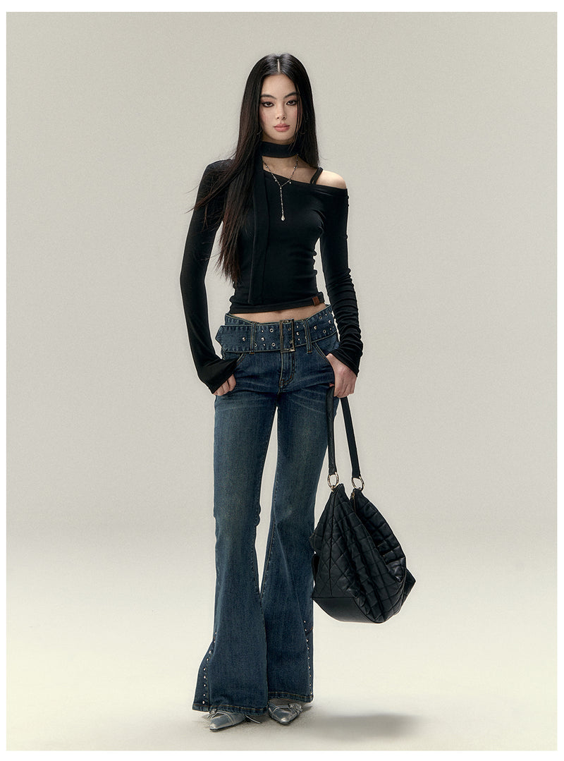 one shoulder strap korean tops mx0106 