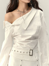 asymmetric buckle design shirt mx0102 