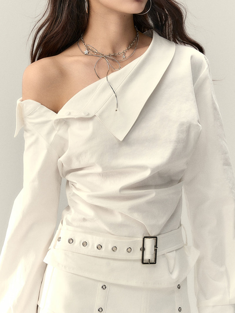 asymmetric buckle design shirt mx0102 