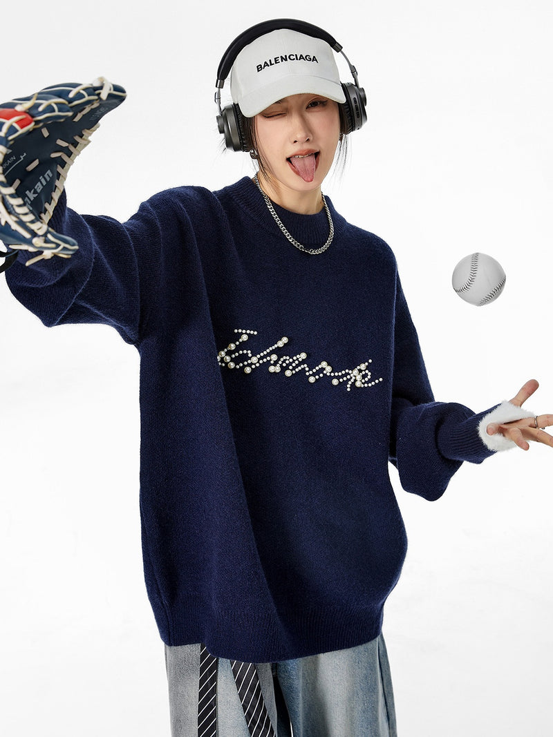 pearl logo high neck knit mx0070 