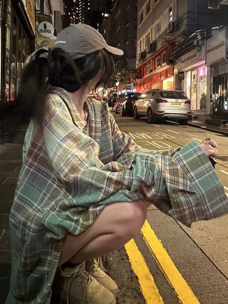 loose check vintage shirt mx0122 