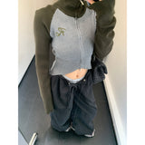 high neck bicolor zip-up knit mx0044 