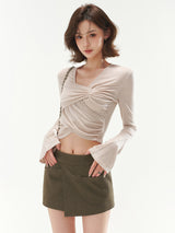 Cross design flare sleeve tops mx0134
