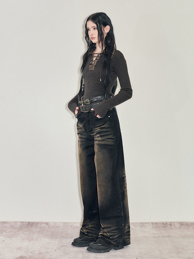 heavy duty washed denim pants mx0082 