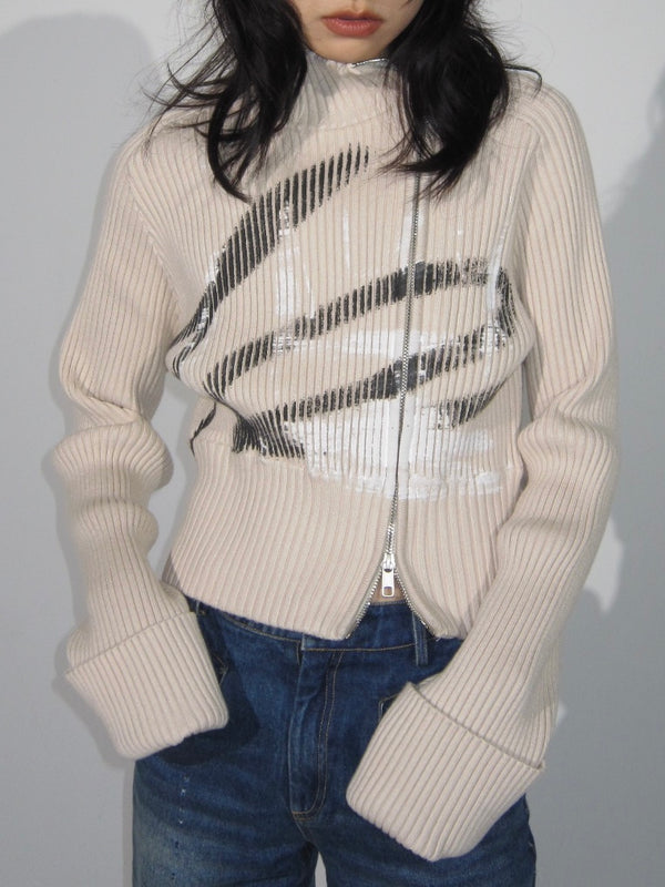 painted asymmetric knit tops mx0069 
