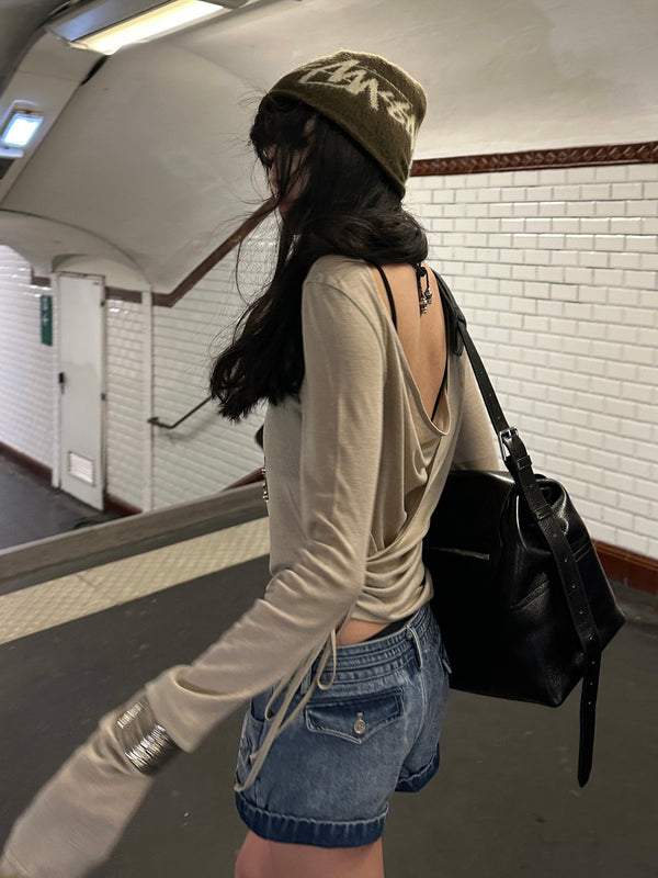 See-through loose-neck tops mx0129