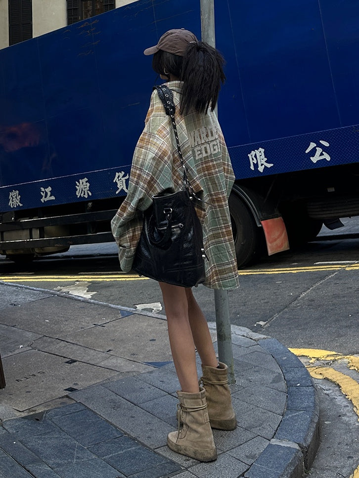 loose check vintage shirt mx0122 
