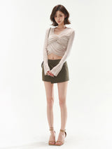 Cross design flare sleeve tops mx0134