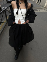 V-cut white tube top mx0125 