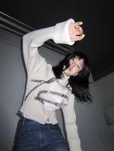 painted asymmetric knit tops mx0069