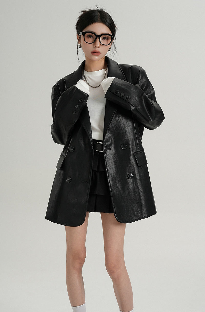 loose leather jacket mx0115 