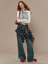 lace up ribbon design high neck tops mx0104 