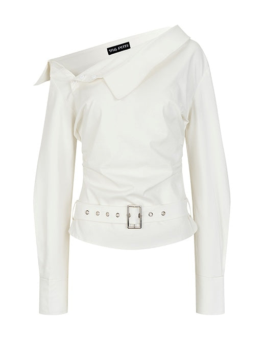 asymmetric buckle design shirt mx0102 