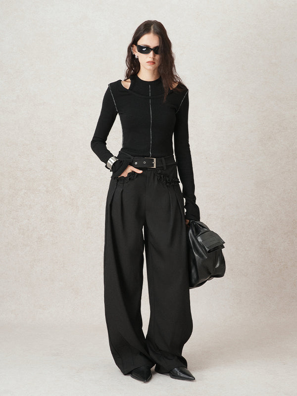 waist buckle design slacks mx0095 