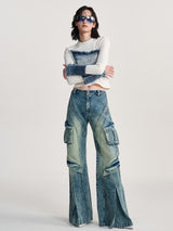 denim switching cut and sew mx0028