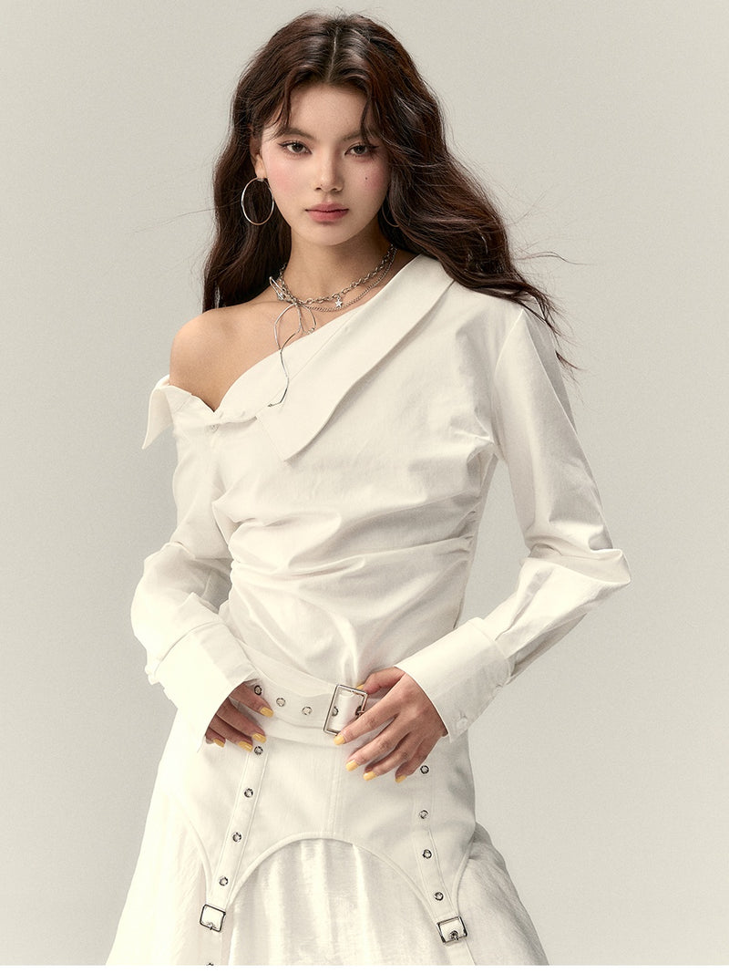 asymmetric buckle design shirt mx0102 