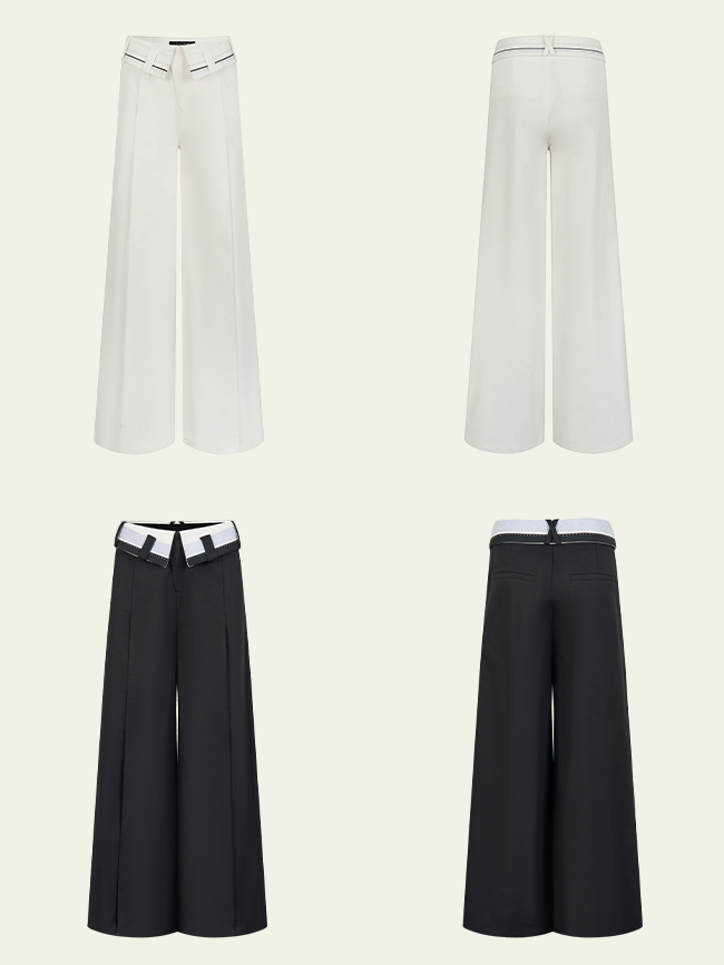 waist contrast wide pants mx0068 