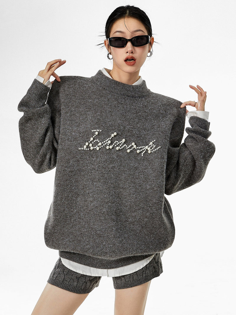 pearl logo high neck knit mx0070 