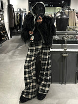 check loose wide pants mx0064