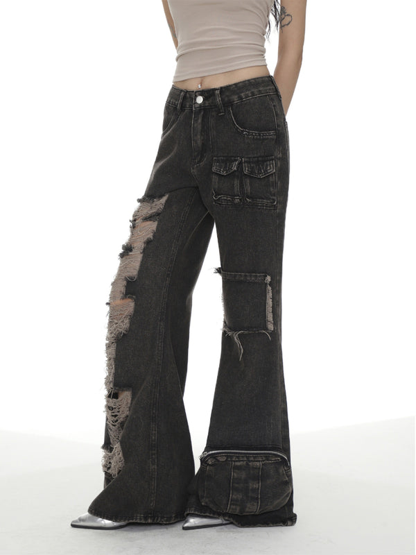 vintage distressed draw denim pants mx0045