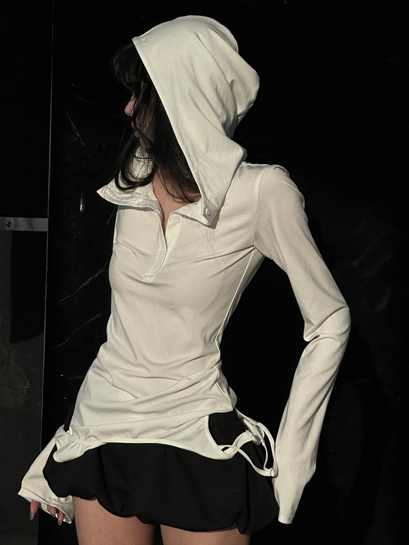 distressed design hooded cut and sew mx0094 