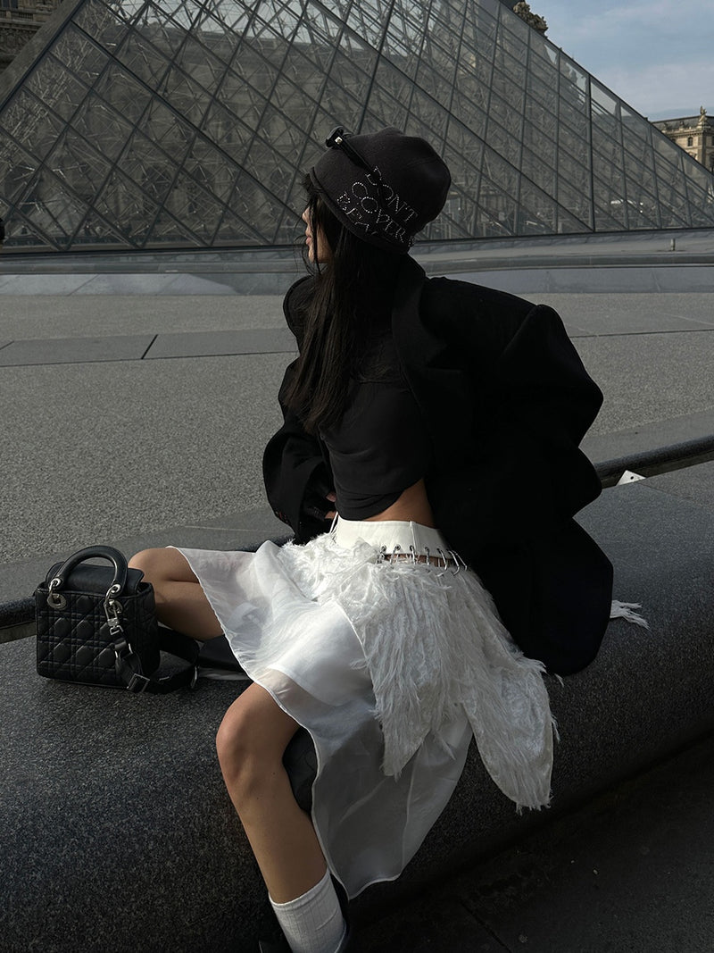 asymmetrical metal design skirt mx0128