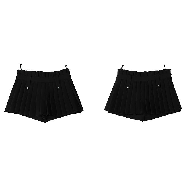 waist belt pleated skirt mx0116 
