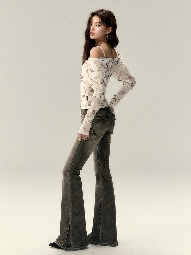 off-shoulder ribbon korean tops mx0079 