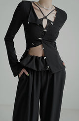 buckle design lady tops mx0098 