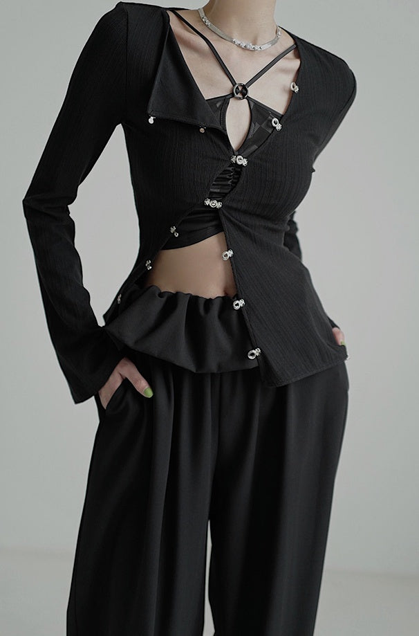 buckle design lady tops mx0098 