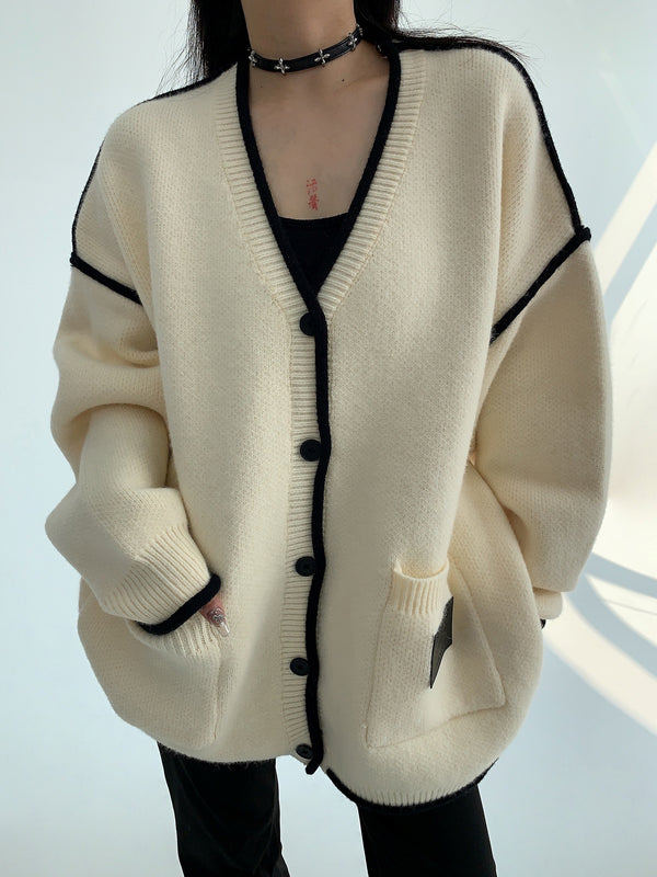 bicolor loose cardigan mx0065 