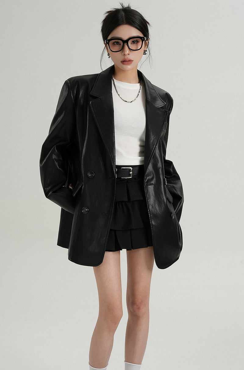 loose leather jacket mx0115 