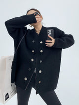 bicolor button zip-up cardigan mx0059