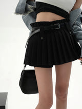 waist belt pleated skirt mx0116 