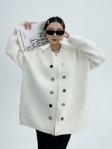 bicolor button zip-up cardigan mx0059