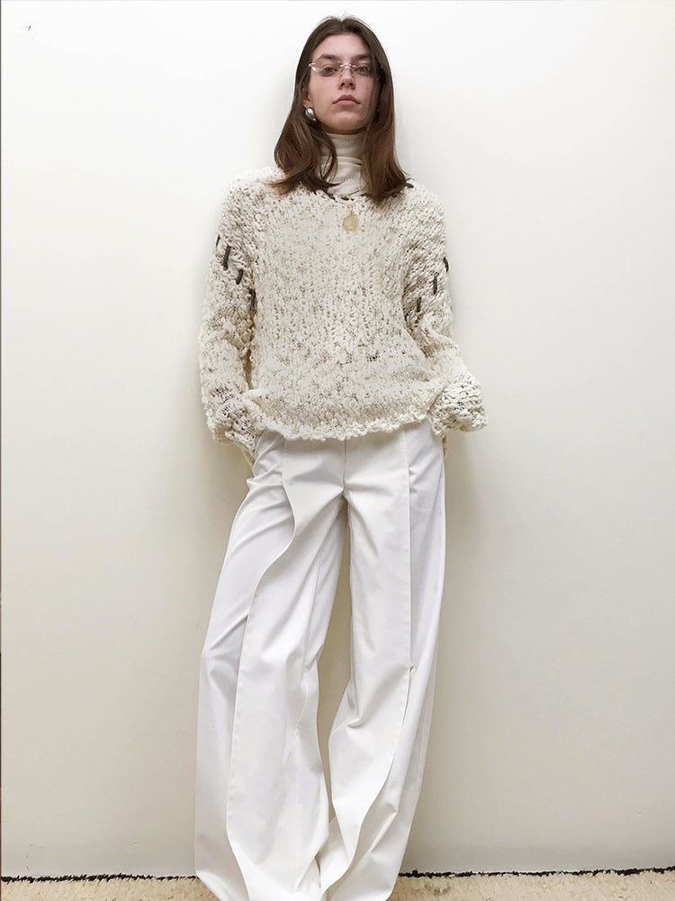 waist contrast wide pants mx0068 