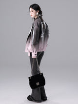 black pink gradient leather jacket mx0111