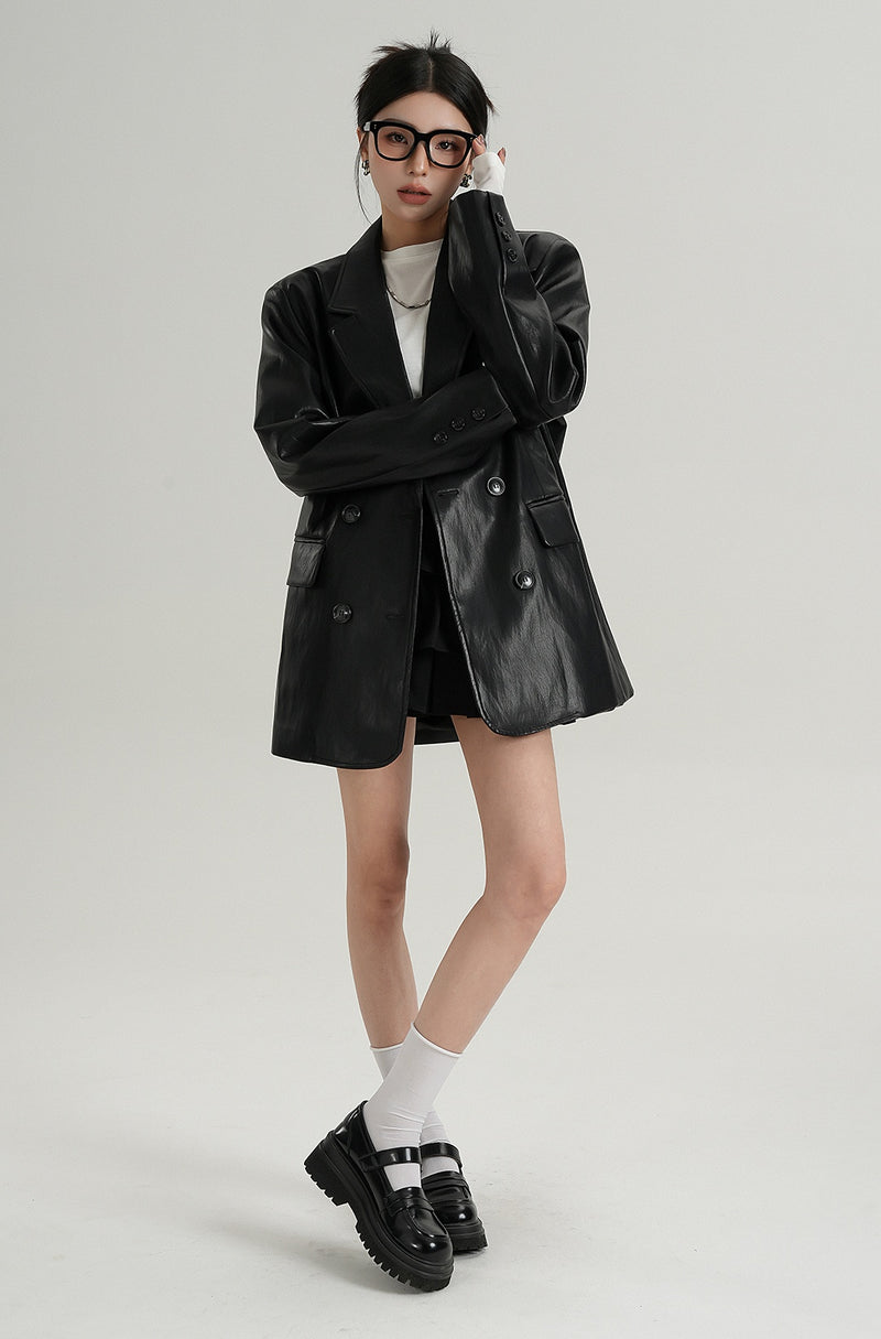 loose leather jacket mx0115 